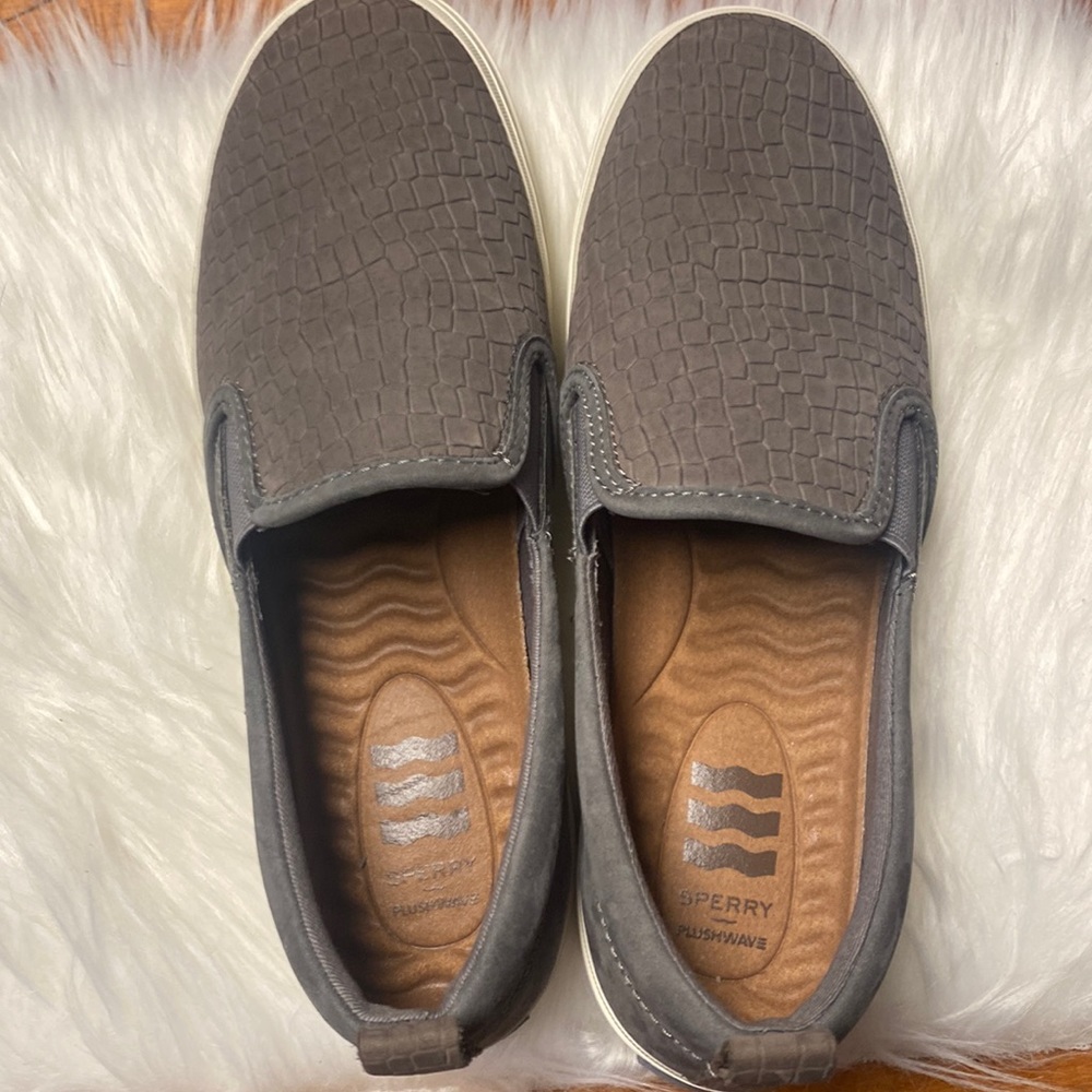 Sperry Gray Textured Slip-On Flats